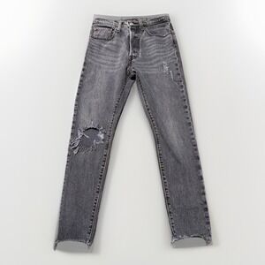 Levis 501 S Jeans Women 26x27 Black Gray Wash Button Fly Skinny Stretch Denim